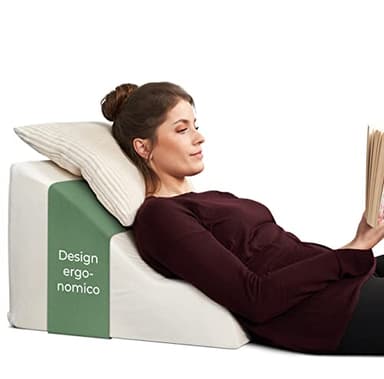 Well B4 Cuscino da Lettura per Letto e Divano ergonomico - Comodo Cuscino Schienale Letto per la Schiena - Utilizzabile Come Cuscino Antireflusso Adulti, Cuscino a Cuneo per Letto