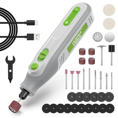 Huepar Tool Mini Trapano, 4V MAX Utensile Multifunzione a batteria, con 51 Accessori, StrumentiRotativi a 5 Marce (5000 – 25000 giri/min), per Progetti Artigianali e Creazioni Fai da Te