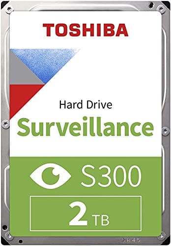 Toshiba 2TB S300 Surveillance HDD - 3.5' SATA Internal Hard Drive Supports up to 64 HD cameras at a 180TB/Year workload (HDWT720UZSVA)