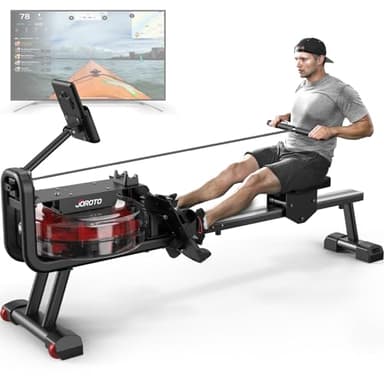 JOROTO MR23 Vogatore Da Casa, Vogatore ad Acqua, Fino a 150 kg, Display LCD con Funzione Bluetooth e Supporto IPAD