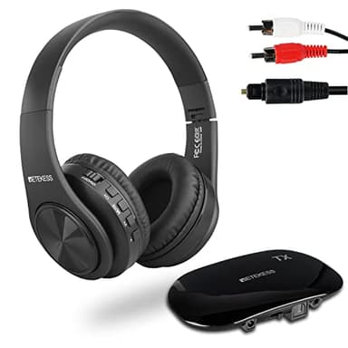 Retekess TA005 Cuffie Wireless per TV,Cuffie Wireless per Ascolto TV con Trasmettitore,Batteria Ricaricabile Integrata,Supporta Ingresso Stereo,AUX e RCA,Alto Volume per Anziani