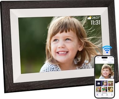 Ekasoco Cornice Foto Digitale WiFi 10,1 Pollici,1280x800 IPS Touchscreen Cornice Digitale Foto e Video con Memoria da 32 GB, Rotazione Automatica, EasySetup, Condivisione di Foto e Video Ovunque