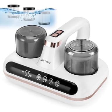 SIKITUT Battimaterasso, Aspirapolvere per Materassi, Aspira Materasso Antiacaro, Luce UV-C, Rimuove il 99,9% di Batteri e Allergeni, con Filtro HEPA, Ideale per Chi Soffre di Allergi