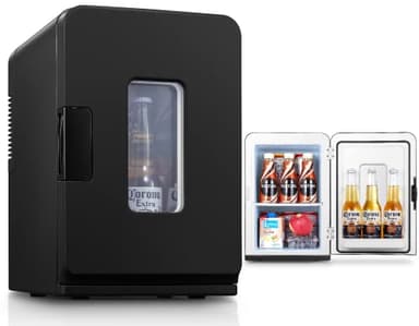 FOHERE Mini Frigo 2 in 1, Frigorifero Portatile da 15 Litri con Funzione di Raffreddamento e Riscaldamento, 12V DC/220V AC per Auto, Uffici e Camere da Letto, Modalità Eco & Max