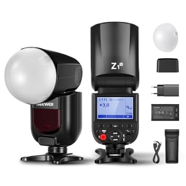NEEWER Z1-N TTL Flash Speedlite a Testa Tonda per Nikon, Speedlight con Diffusore a Cupola Magnetica, 2,4G 1/8000s HSS, 10 Livelli di Lampada per Book Fotografici a LED, 480 Scatti a Piena Potenza