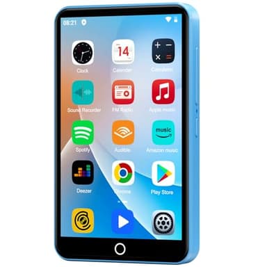Lettore MP3 da 80 GB con Bluetooth e WiFi, Mp3 e Mp4 Musicale Lettore, Lettore Schermo Tattile Oilsky da 4 pollici 1080P, MP3 Android Spotify Portatile con app Play Store (Blu)