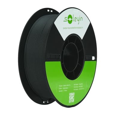 SOLEYIN Filamento PLA 1,75 mm per Stampanti 3D, Filamento Ultra PLA Veloce, 1 kg (2,2 libbre), Precisione Dimensionale +/- 0,02 mm, Alta Velocità 30-300 mm/s(Matte-nero)