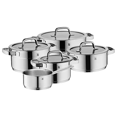 WMF Compact Cuisine - Set di pentole a induzione, 5 pezzi, con coperchio in vetro, in acciaio inox cromato lucidato, set di pentole a induzione non rivestite, scala interna