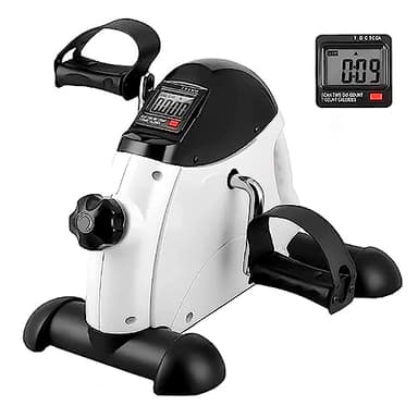 LAZY SPORTS Pedali statici - Mini bici statiche - Macchine per gambe - Allenamento di braccia e gambe Display LCD e resistenza regolabile (BLANCO)