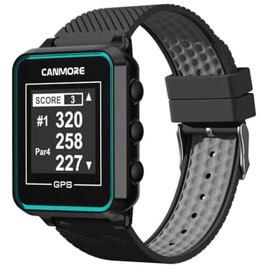 CANMORE TW356 Orologio GPS da golf per uomo e donna, aggiornamento gratuito di oltre 41.000 campi precaricati in tutto il mondo, display LCD ad alto contrasto, chip IC di aggiornamento, Nero