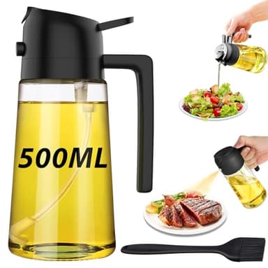 Sungoup 2 in 1 Spruzzatore Olio per Friggitrice ad Aria 500ml, Olio Spray per Friggitrice Ad Aria, Spray Olio Oliva/Aceto, Nebulizzatore Olio, Spray per Olio da Cucina, Vaporizzatore Olio Cucinare