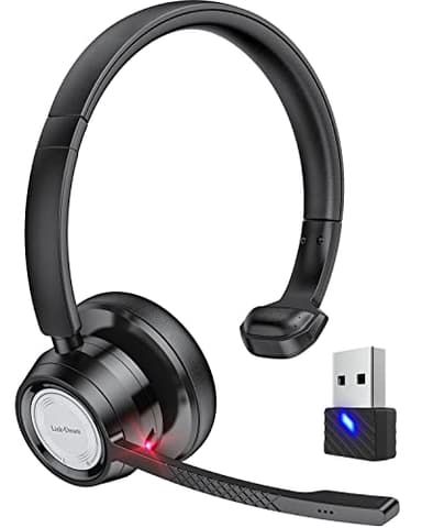 Link Dream Cuffie con Microfono Senza Filo e USB dongle, Cuffia Bluetooth Wireless PC Antirumore, Auricolare Business con 20 ore di conversazione, V5.0, Mic Mute, per Call Center, Skype Zoom, etc