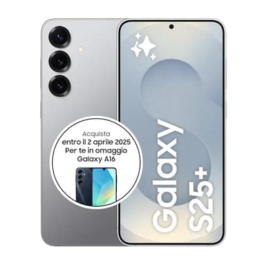 Samsung Galaxy S25+ Smartphone AI, 3 anni di Garanzia del produttore, Display 6.7'' QHD+ Dynamic AMOLED 2X, Fotocamera 50MP, RAM 12GB, 256GB, 4.900 mAh, Silver shadow [Versione italiana]
