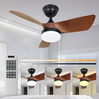 Gitaobac 76cm Ventilatore da Soffitto con Luce e Telecomando, Lampadario ventilatore da soffitto con Timer, 3 Temperature di Colore, 6 Velocità, LED Dimmerabile per Camera da Letto Soggiorno Studio