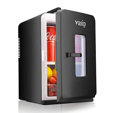 Vasip - Mini Frigo 15 Litri / 21 Lattine, Frigorifero Portatile per Auto, con Raffreddamento e Riscaldamento, Compatto, Portatile e Silenzioso, Alimentazione AC/DC