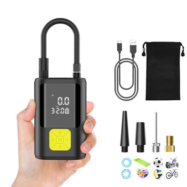 EVARYOO 6000mAh Mini Compressore Aria Portatile Auto, 150PSI Gonfiatore Bici Elettrico con Schermo LCD Digitale e Torcia LED, Pompa Elettrica per Bicicletta, Auto, Moto, monopattino, Palloni