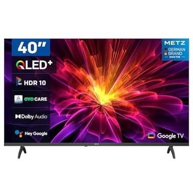 Metz 40" QLED+ Smart TV, MQE7000 FHD Google TV with Dolby Audio, HDR 10 and Trochilus Extreme 2.0 Built-in, Voice Remote Control, Eye Care, DVB C/-T/T2-S/S2, CI, HDMI, USB