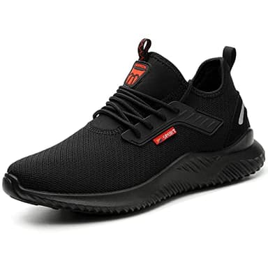 Calish Scarpe Antinfortunistiche Uomo Donna Scarpe da Lavoro con Punta in Acciaio Leggere Comode Scarpe Sicurezza Sportive Scarpe da Cantiere Antiscivolo Traspiranti Nero, 41 EU