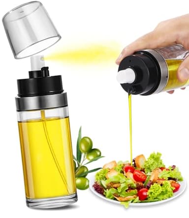 Toaren 2 in 1 Spruzzino per Olio,150 ml Nebulizzatore Olio,Spruzzatore Olio per Friggitrice ad Aria,Olio D'Oliva A Spruzzo per Cucinare,Oliera Spray Ugello Regolabile per Cottura,Grigliare,Forno