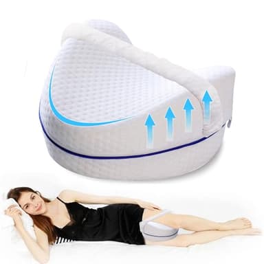 JAADU Cuscino Ortopedico Gambe, Cuscino per Ginocchia con Schiuma Memory Foam, Design a Cuore Doppia Faccia, per Dormire sul Fianco, Allevia Sciatica e Dolori alle Gambe