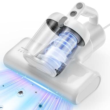 YUFAC Aspirapolvere per materassi, 16Kpa Battimaterasso Aspirapolvere antiacaro con luce UV, Aspiratore portatile per materassi da 600W (Bianco)