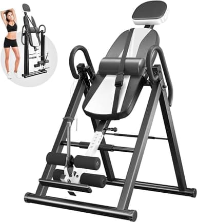 YOLEO Panca di inversione Regolabile/Pieghevole con Tripla Chiusura di Sicurezza,Allenatore di gravità con Cintura di Sicurezza per la Terapia per alleviare Il Dolore alla Schiena/al Collo,Bianco, M