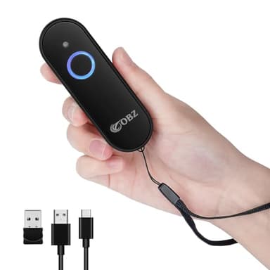 OBZ Lettore Codice a Barre Wireless 1D 2D QR - Lettore Barcode Bluetooth (USB Cablato + 2.4GHz) Scanner Portatile per PC, Android, Mac OS, iOS, Phone