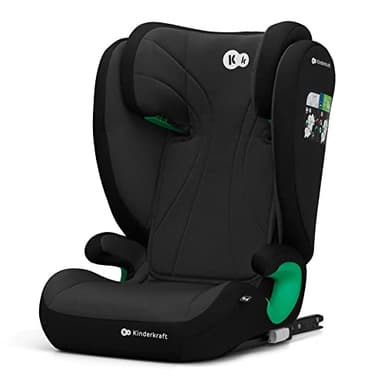 Kinderkraft JUNIOR FIX2 I-SIZE Seggiolino auto 15-36 kg, 100-150 cm, con Isofix, Poggiatesta regolabile, Sistemi di sicurezza, Leggero Facile da trasportare, Nero