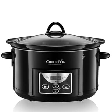 Crock-pot Pentola per Cottura Lenta, Slow Cooker, Capienza 4.7 lt, fino a 6 Persone, Spegnimento Automatico, 2 Impostazioni Cottura e Funzione mantenimento in caldo automatica, 220 W, Ceramica, Nero