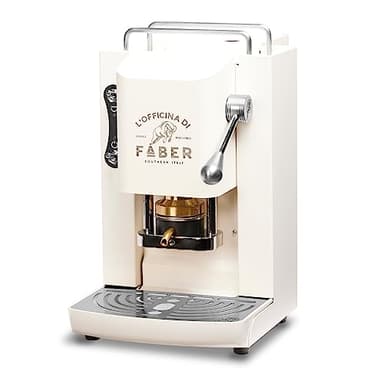 FABER COFFEE MACHINES | Modello Pro Deluxe | Macchina caffe a cialde ese 44mm | finiture Cromo | Pressacialda in ottone (Pure White)