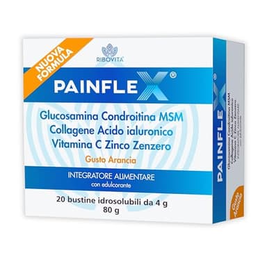 PAINFLEX Glucosamina Condroitina MSM Integratore Articolazioni Cartilagine Ginocchio Artrosi Ossa con Collagene Acido Ialuronico Zenzero Vitamina C Zinco - 20 Bustine Alto Dosaggio