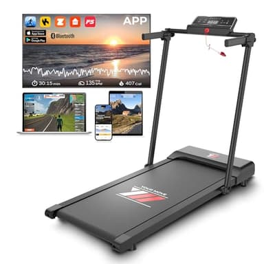 YM Tapis Roulant Elettrico Salvaspazio 12 km/h, Tappeto Corsa MAXI 42cm, MARCHIO ITALIANO, Telaio rinforzato, APP Interattive Bluetooth, Pieghevole, 12 Programmi, NEXT 1000 Your Move ASSISTENZA ITALIA