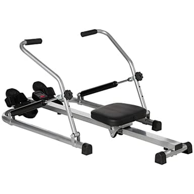 HOMCOM Vogatore Pieghevole per Casa Rowing Machine Idraulica con 3 Livelli di Resistenza e Monitor Digitale, in Acciaio e ABS, 129x70x70 cm, Grigio e Nero