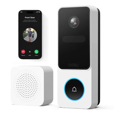AOSU Videocitofono wifi 2K Video Campanello senza fili da Esterno, 170°Angolo Visuale, Rilevamento Umano PIR, Rilevamento Delle Parcelle, Notturn Visione, Audio Bidirezionale, Funziona con Alexa