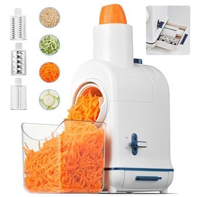 Tagliaverdure elettrico professionale, Aobosi Tritatutto elettrico,con ampio scivolo per carota intera, patata, 3 lame e motore silenzioso, scatola di stoccaggio-Aggiornamento