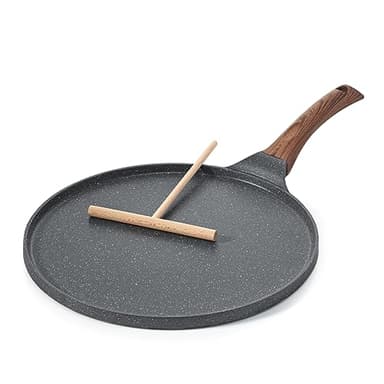 SENSARTE Padelle per Crepe 26cm Con Rivestimento Antiaderente In Granito, Crepiera con Distributore di Impasti,Per Ogni Piano Cottura Incluso l'Induzione,senza PFOA