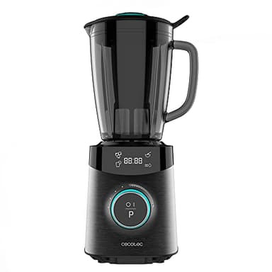 Cecotec Frullatore a bicchiere Power Black Titanium 1800 Advance da 1800 W e corpo in acciaio inox, con lama a 8 lame con rivestimento in titanio nero e caraffa in vetro fuso da 1,8 L di capacità.