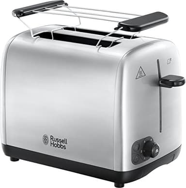 Russell Hobbs Tostapane - 2 Fette - Acciaio Inox Satinato; Scomparti per toast extra larghi, 6 livelli di doratura e funzione di scongelamento; Funzione solleva e guarda; 850W, Adventure 24080-56