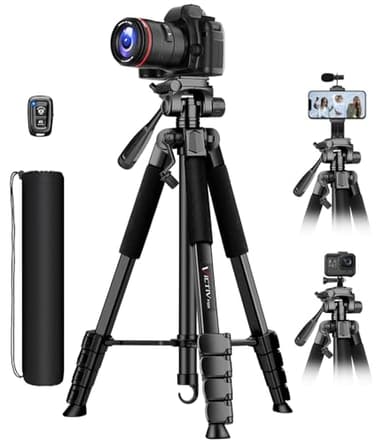 Victiv 170cm Treppiede Fotocamera, Cavalletto Fotografico per Sony Nikon Canon Reflex, Treppiede Smartphone con Supporto Telefonico e Telecomando Wireless, Cavalletto per Smartphone iPhone Treppiedi