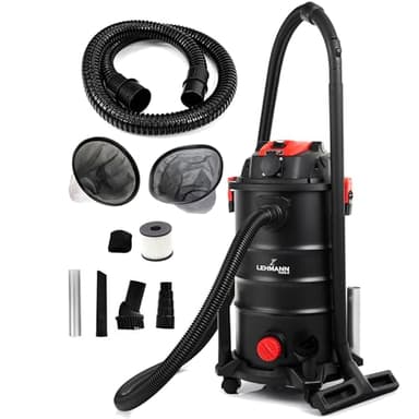 LEHMANN LTOVI-1630 Aspirapolvere a umido/secco, 1600W, 30L, aspirapolvere industriale con presa di corrente e scuotitore manuale, funzione di soffiaggio, con e senza sacchetto, per officina, cantiere