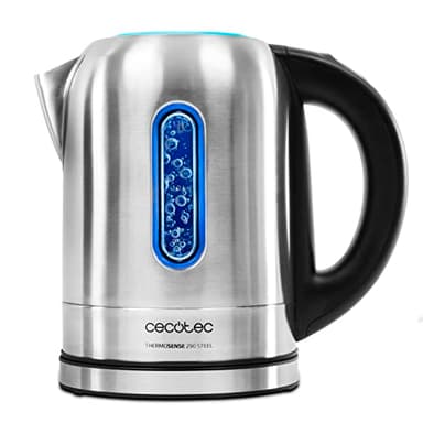 Cecotec Bollitore elettrico ThermoSense 290. 1,7 L, 2200 W, senza BPA, base a 360º, filtro anticalcare, doppio sistema di sicurezza, controllo della temperatura regolabile, acciaio inossidabile