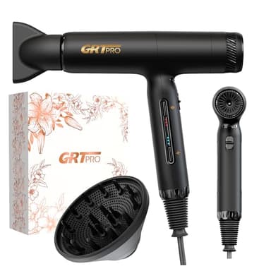 Asciugacapelli Phon Capelli Professionale 2200W EC Motor 110,000RPM,Phon da Viaggio 320g,Asciugacapelli Ionico 200Milioni di Ionici,Phon con Diffusore 4 Temperature 3 Velocità per i viaggi Sport Donne
