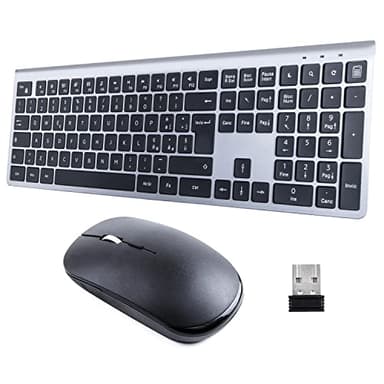 HomiTech Kit Tastiera e Mouse Wireless Batteria Ricaricabile Integrata Senza Fili per Computer PC Tablet Compatibile Windows Android Mac 16 Tasti Multimediali Alta Precisione Silenzioso Ergonomico