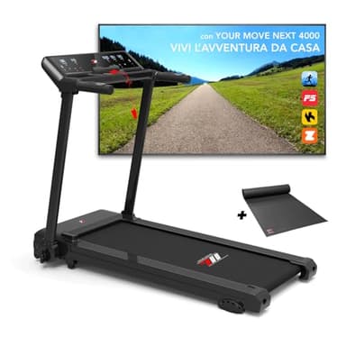 YM Tapis Roulant Salvaspazio 14 km/h, Brand Italiano, Inclinazione, Bluetooth e APP, Pieghevole, Ampia Superfice, 2 Sistemi Controllo (TASTI/GESTUALE), Gesture Control Brevettato, NEXT 4000 Your Move