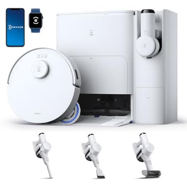 ECOVACS Robot Lavapavimenti e Aspirapolvere DEEBOT T30S COMBO con Hub di Pulizia All-in-One, Doppio Auto-svuotamento, 11000Pa, Anti-grovigli, Lavaggio Mocio ad Acqua Calda a 70°C, Sollevamento Mop 9mm
