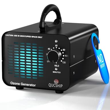 Qucship Generatore di Ozono Professionale 30000mg/h, Macchina Ozonizzatore per Purificazione di Aria a 300㎡, Ozonizzatore per Casa Ambienti, Auto, Uffici, Hotel