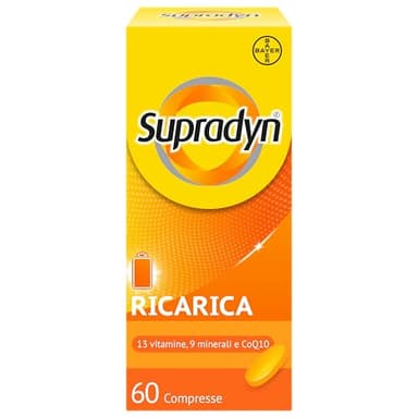Supradyn Ricarica Multivitaminico Completo Vitamine e Minerali per Adulti, Integratore Vitamine A, B, C, D3, E, K, Magnesio, Calcio, Zinco, Selenio e CoEnzima Q10, 60 Compresse Rivestite
