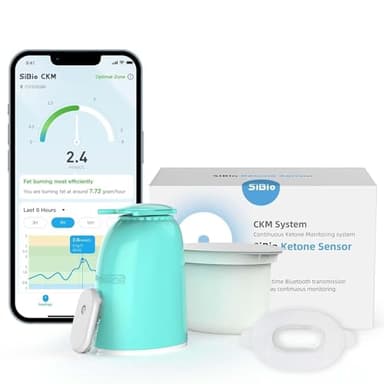 SIBIO KS1 CKM Continuous Ketone Monitoring Without Painful Punctures Ideal for Low Carb and Ketogenic Diet