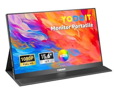 Yodoit Monitor portatile 15,6" 1920 × 1080 Schermo monitor FHD 100% SRGB Display IPS con USB Tipo C Altoparlanti integrati Monitor per la cura degli occhi per PC, laptop, MacBook, PS 3/4/5
