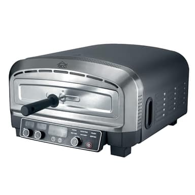Forno Pizza XXL Professionale, Cuoce in 2 minuti, scalda fino a 400°, Piano cottura in pietra refrattaria da 37x37 cm rimovibile, 2200W 20LT Con pala in alluminio